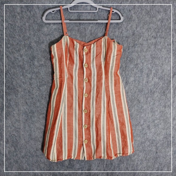 Urban Outfitters Dresses & Skirts - Urban Outfitters Dress Women S Red Striped Linen Button Front Strappy Nautical